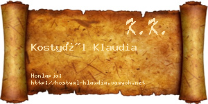 Kostyál Klaudia névjegykártya