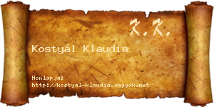 Kostyál Klaudia névjegykártya